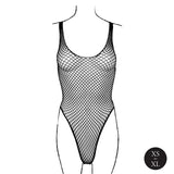 Le Désir fishnet-body med dyp utringning og string – sort
