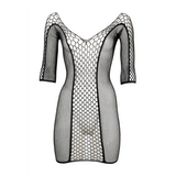 Duo Net off shoulder-minikjole i fishnet – sort